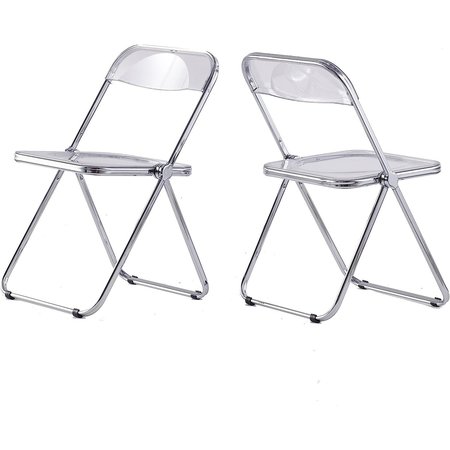 ISL FURNISHINGS The Lux Modern Acrylic-Like Folding Chair 2, Transparent/Silver Ch59DC-2PK-AR01-PC10